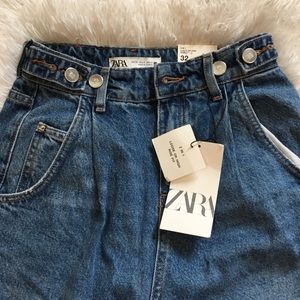 Zara 2 in 1 loose or high rise denim wear jeans 0